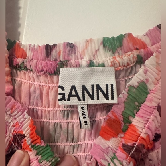 Ganni PLEATED GEORGETTE SMOCK MIDI DRESS - sugar plum - Picture 14 of 16